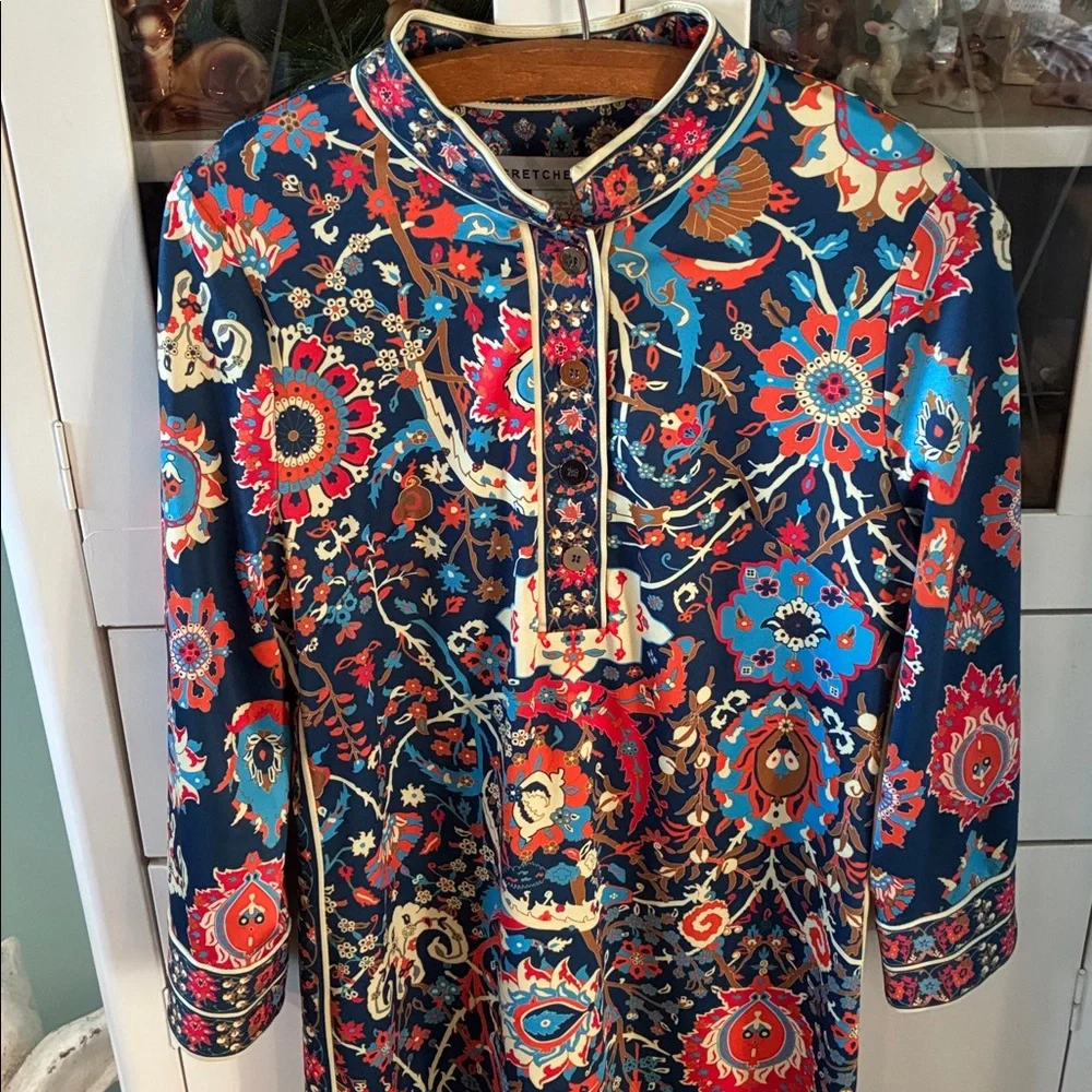 Gretchen Scott Designs Navy Multicolor Paisley Tunic Dress - Picture 2 of 8
